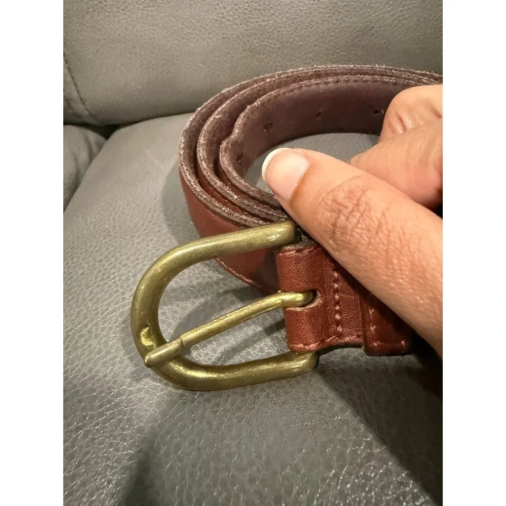 Cognac Brown Genuine Leather Belt‎ Made in Turkey Brass Buckle Size 38
